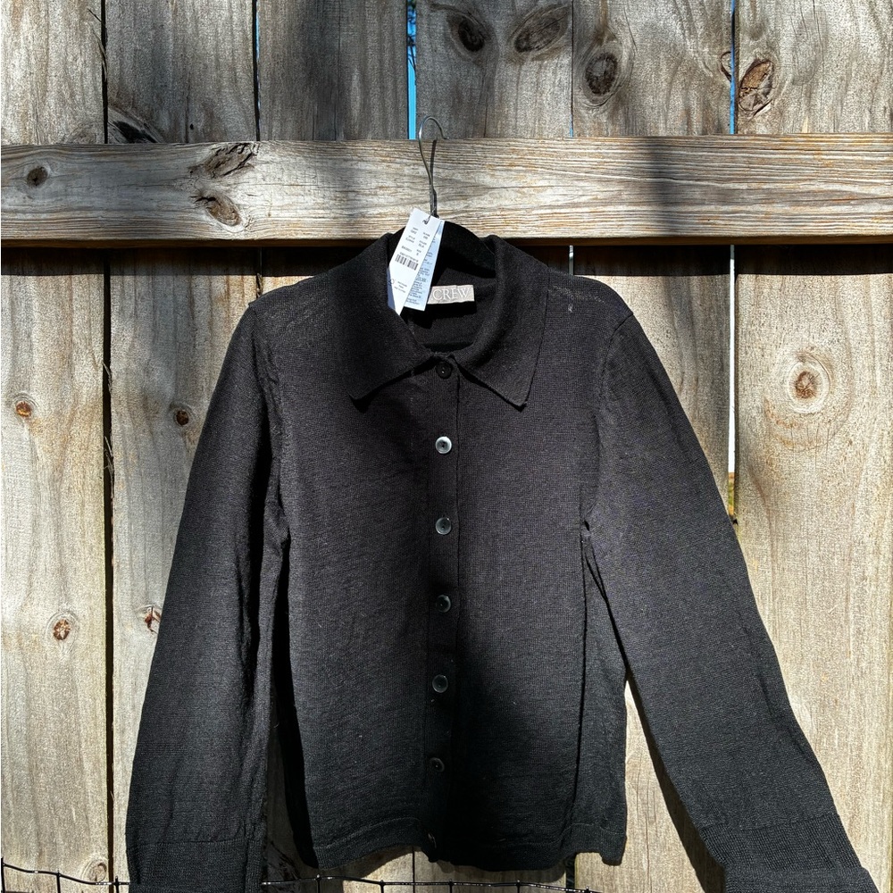 J. Crew Midnight Black Button-Up Sweater - Picture 7 of 12